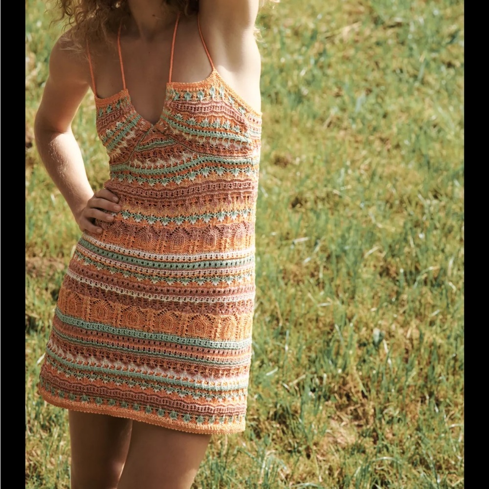 Colorful Crochet Mini Dress